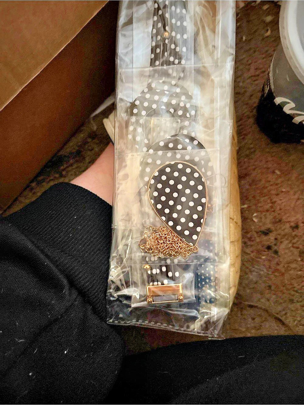 Polka Dot Hair Accessories NWT in Black & Gold